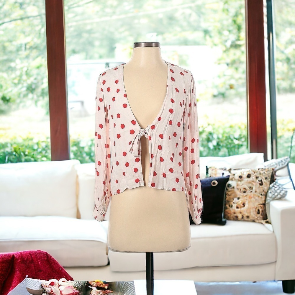 Lovers + Friends Long Sleeve Polka Dot Blouse XS - Picture 2 of 6